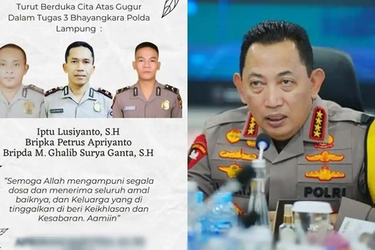 3 Polisi yang Gugur Ditembak Oknum TNI di Way Kanan Mendapat Kenaikan Pangkat Anumerta dari Kapolri