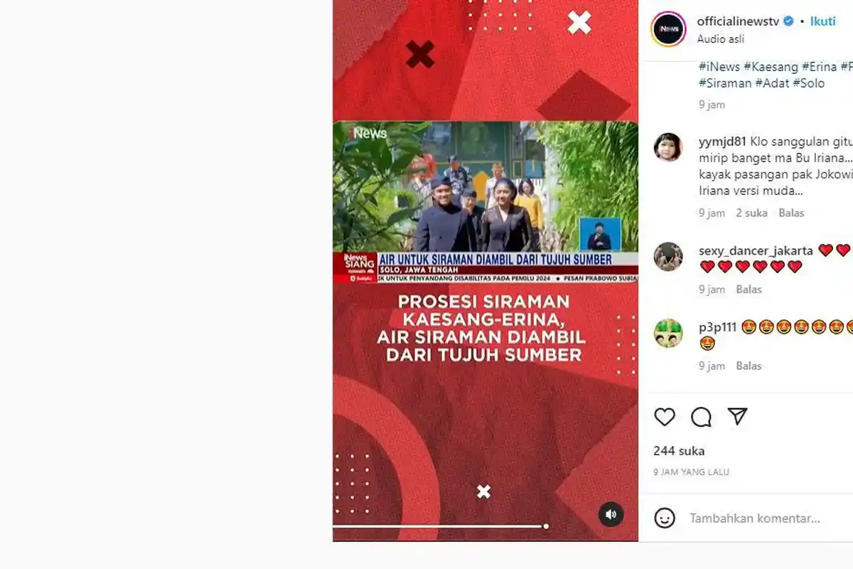 Video Viral Instagram, Prosesi Adat Kaesang Pangarep-Erina Gudono Siraman dari 7 Sumber Mata Air