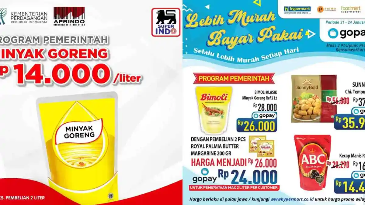 Promo Minyak Goreng di Hypermart dan Superindo Senin 24 Januari 2022, Bimoli 2L Rp 26.000