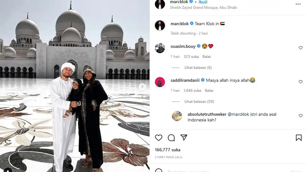 Foto Marc Klok Bergamis dan Bersorban Jadi Sorotan, Saddil Ramdani : Masya Allah, Insya Allah