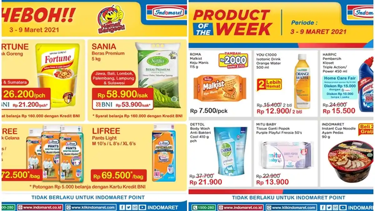 Katalog Promo Indomaret Hari Ini 9 Maret 2021, Diskon Minyak Goreng Beras hingga Popok Bayi
