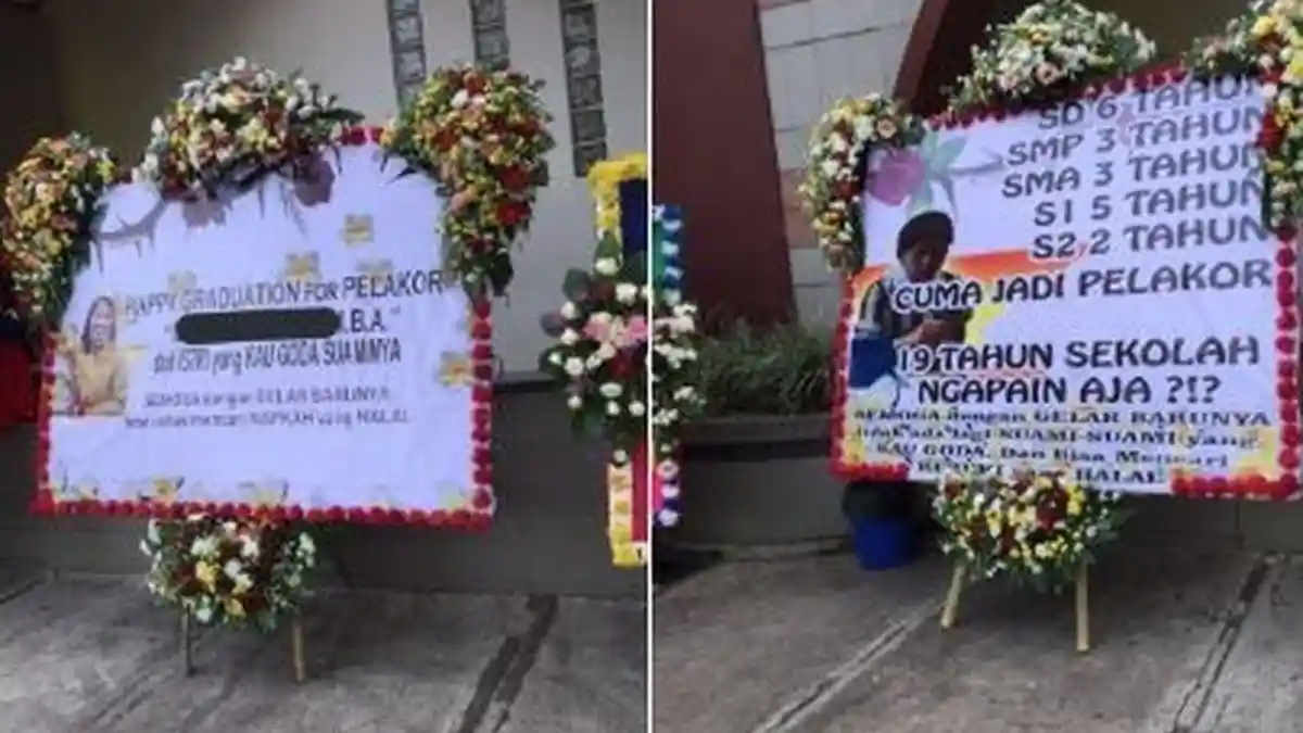 Suami Digoda Pelakor, Sang Istri Kirim Karangan Bunga Ucapan Wisuda dan Pesan pada Pelakor