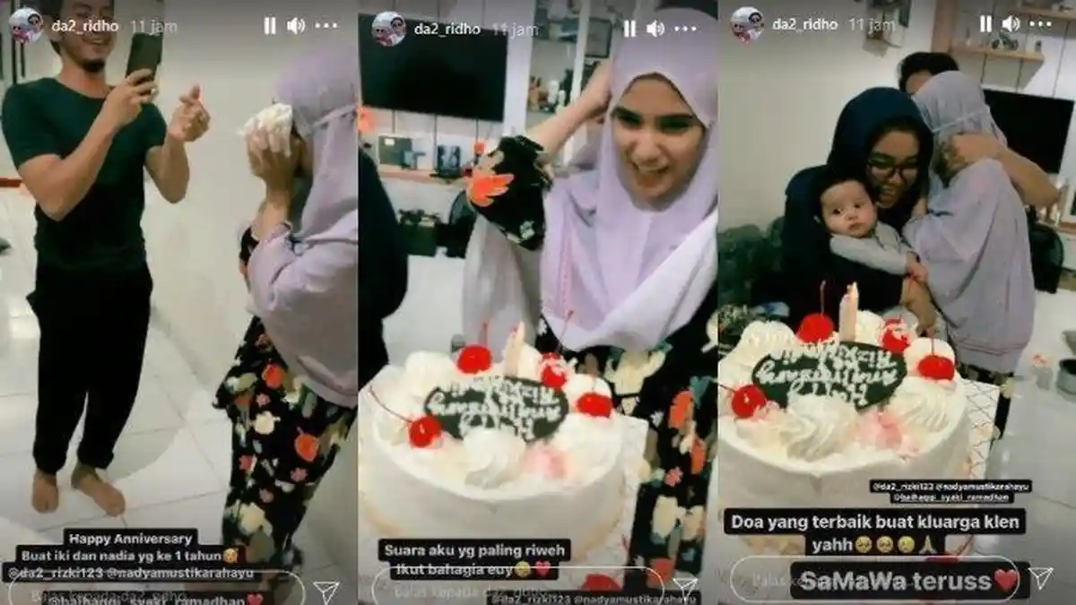 Rizki DA Bikin Kejutan Ulang Tahun Pernikahan, Nadya Mustika Tersipu Malu
