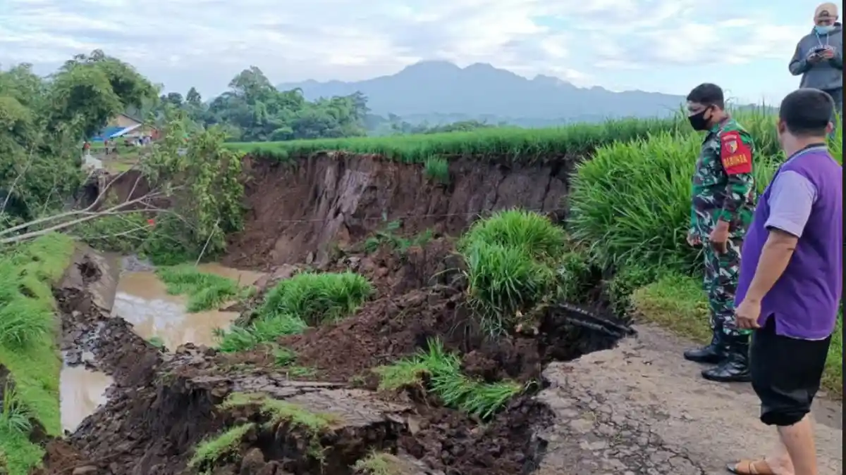 Jalan Desa dan Sawah di Krosok Tulungagung Longsor, Dampak Hujan Deras Selama 2 Hari