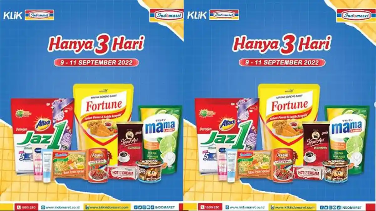 Promo JSM Indomaret 10 September 2022, Nikmati Diskon Beras Minyak Goreng & Snack Beli 2 Gratis 1
