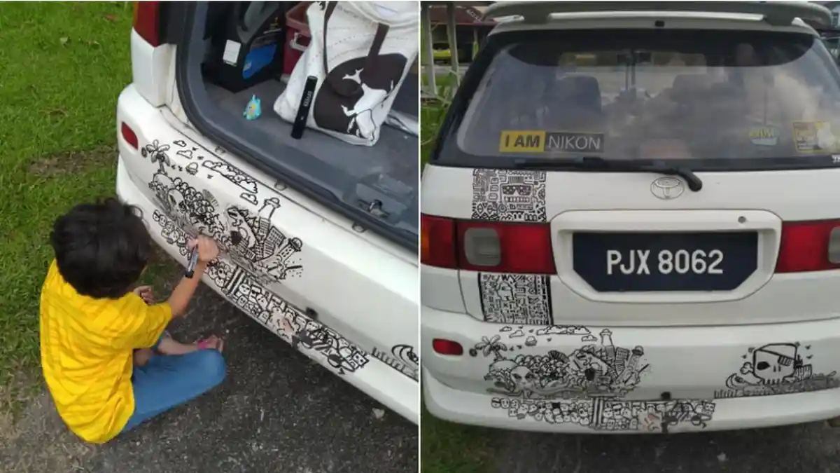 Viral Bocah 9 Tahun Coret-coret Mobil Ayahnya, Reaksi Sang Ayah Bikin Netizen Terkejut