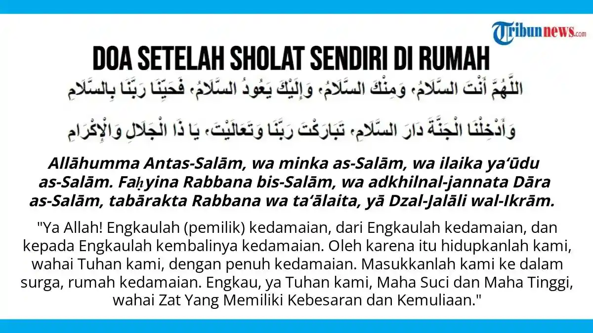 Doa setelah Sholat Sendiri di Rumah, Bisa Diamalkan Setiap Hari