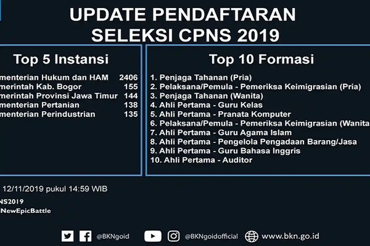 Input Data Registrasi Akun SSCN CPNS 2019 Panduan BKN dan Update Top 10 Formasi yang Sudah Disubmit