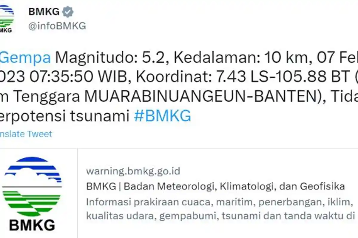 Usai Gempa Lebak Berkekuatan 5,2 Magnitudo, BPBD: Belum Temukan Kerusakan Bangunan