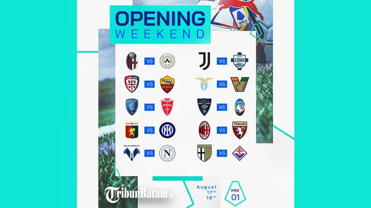 Jadwal Juventus di Serie A Liga Italia 2024-2025, MD1 vs Como, MD3 vs AS Roma, MD9 vs Inter Milan