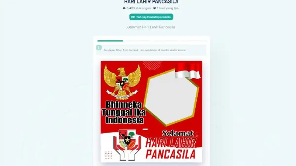 20 Link Twibbon Kartu Ucapan Selamat Hari Lahir Pancasila 1 Juni, Ini Cara Membuatnya