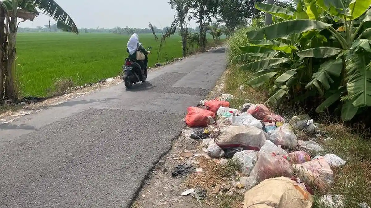 Tumpukan Sampah Berserakan di Pinggir Jalan Sukodono Sidoarjo, Diduga Sengaja Dibuang Warga