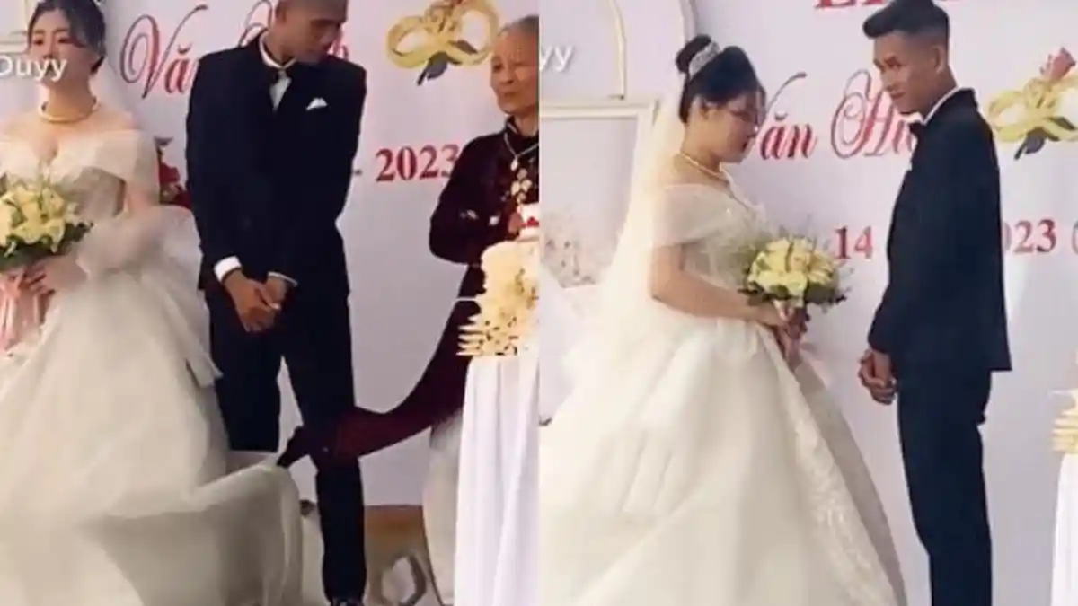 Ada Sesuatu Bergerak di dalam Gaun Pengantin, Mempelai Pria Tahan Tawa Tahu Ulah Siapa: Lucu Banget!