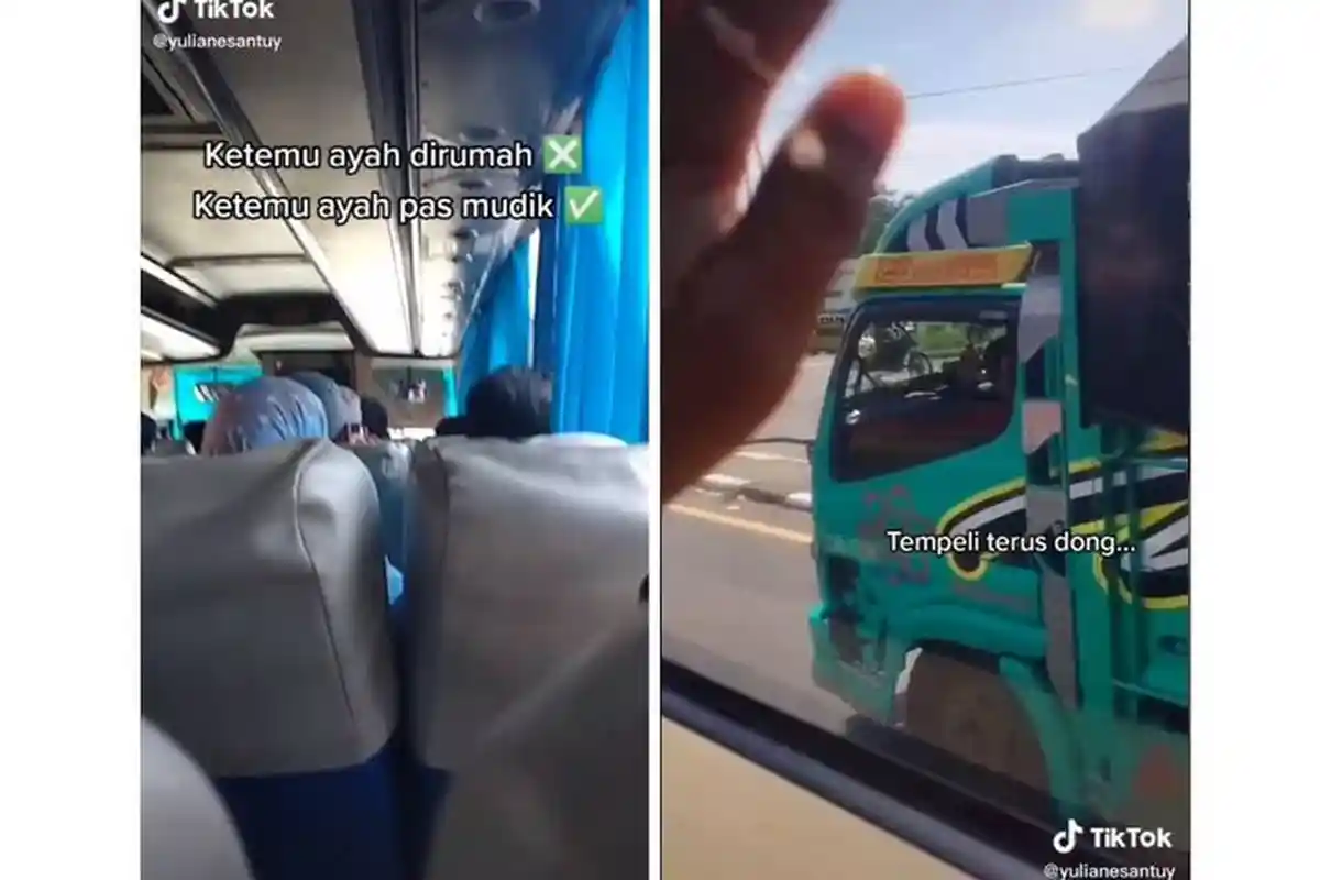 Naik Kenderaan Berbeda, Anak & Ayah Berpapasan di Jalan Saat Mudik, Truk 'Kawal' Bus Sampai Tujuan