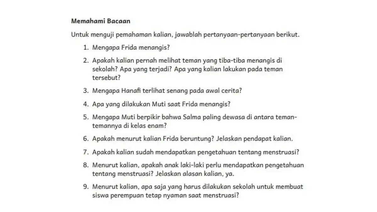 Kunci Jawaban Bahasa Indonesia Kelas 6 Halaman 172 Kurikulum Merdeka: Mengapa Frida Menangis?