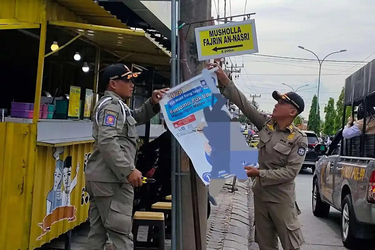 Bawaslu Bontang Temukan Banyak Algaka Caleg yang Terpasang di Pohon dan Tiang Listrik