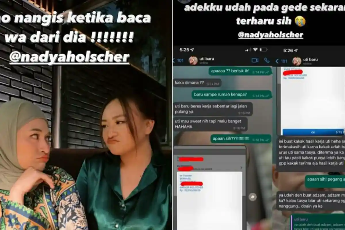 Nathalie Holscher Menangis Dapat Uang 70 Juta dari Adiknya Nadya: Ini Buat Kakak Hasil Kerja Aku
