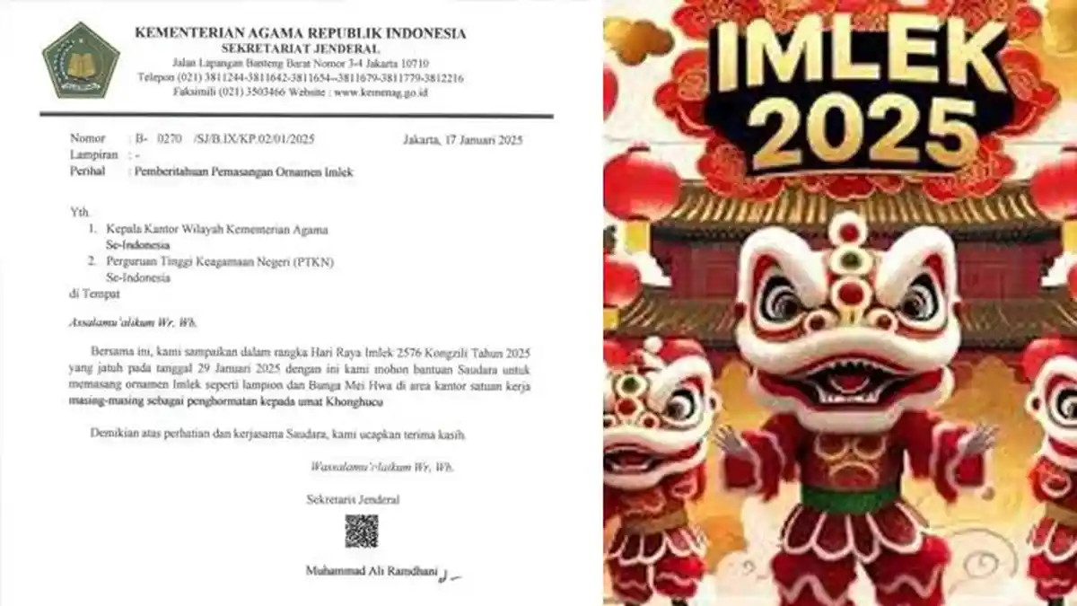 PERAYAAN Tahun Baru Imlek Jatuh pada Rabu 29 Januari 2025, Surat Edaran Kemenag Disambut Gembira