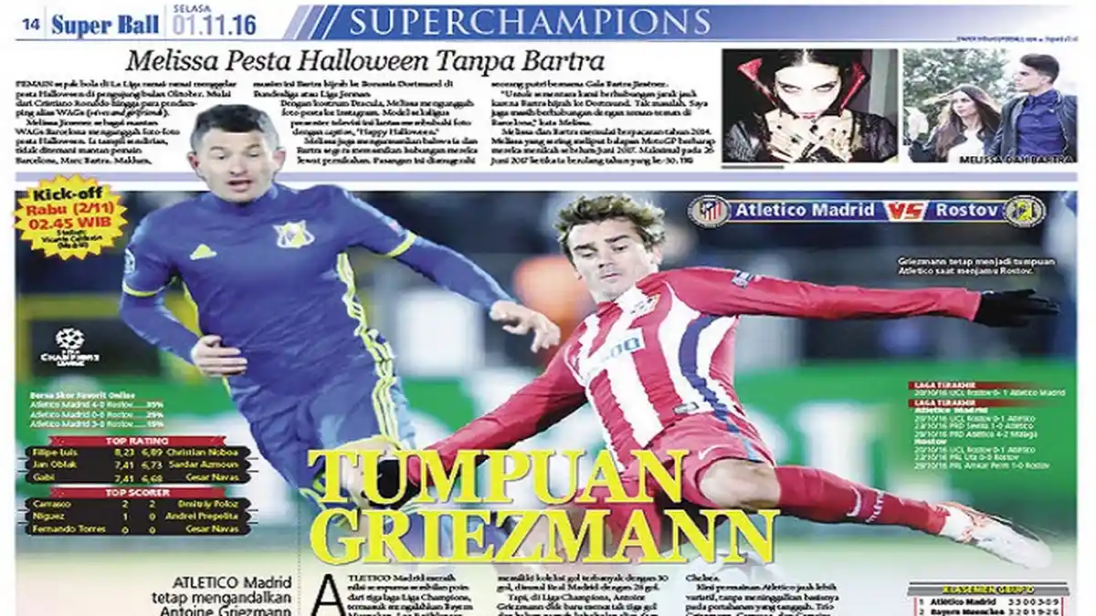 Kevin Gameiro dan Yannick Carrasco Dampingi Antoine Griezmann
