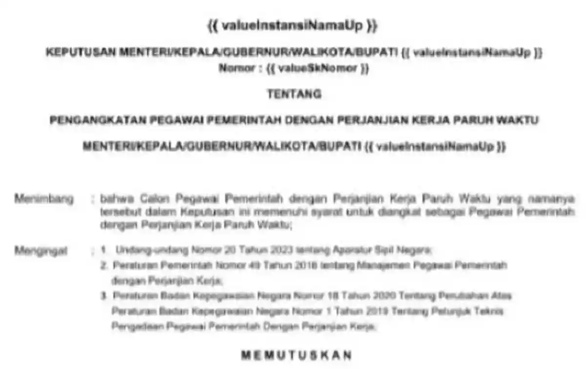 Ini 2 SK PPPK Paruh Waktu 2025, Link Download Template Petikan dan Perseorangan