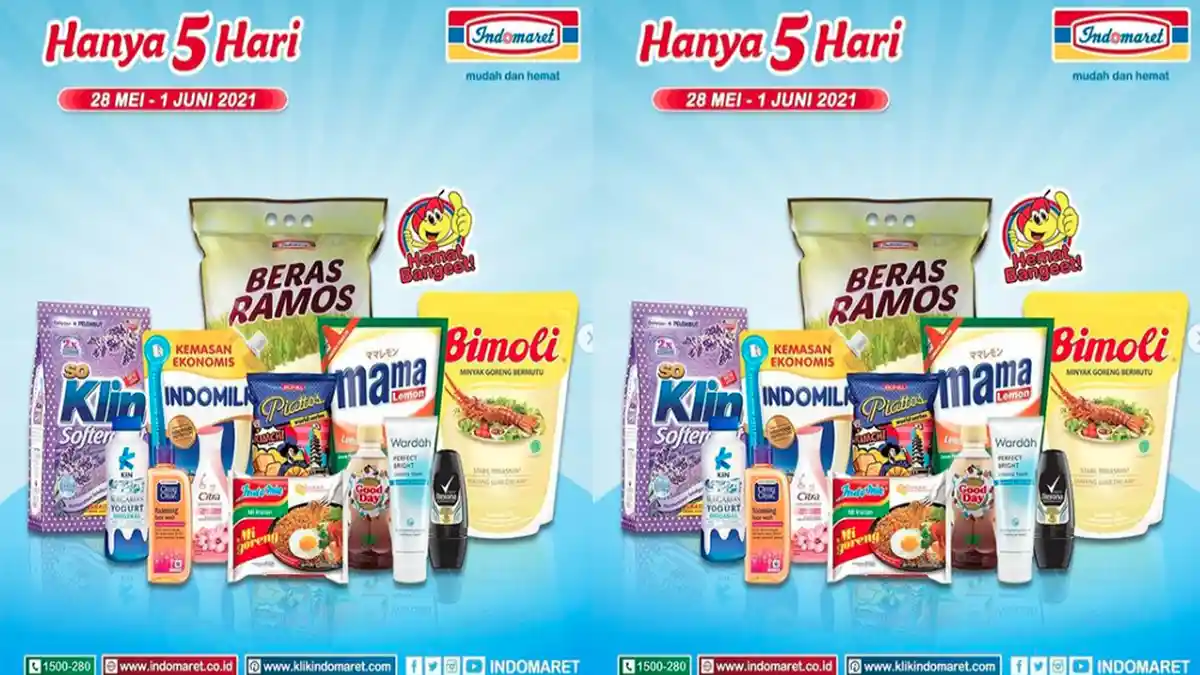 PROMO JSM INDOMARET Hari Ini Senin 31 Mei 2021, Diskon Minyak Goreng Susu Beras Sabun hingga Snack