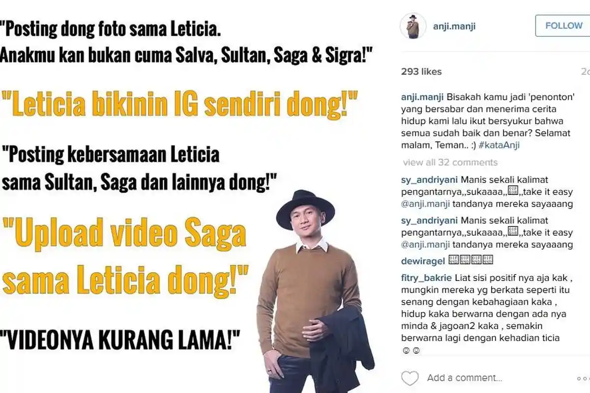 Anji Jengah dengan Komentar Tentang Leticia, Akhirnya Menjawab Pertanyaan dengan Ini