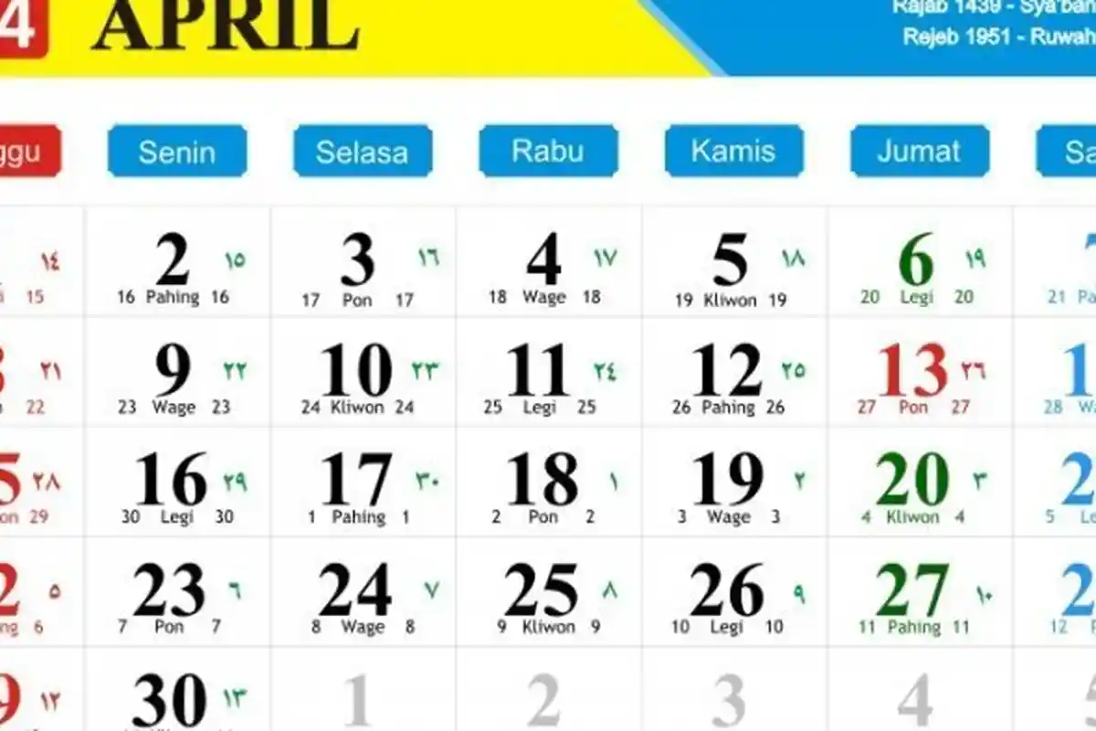 Tanggal Merah April 2018 Banyak yang Beda & Buat Bingung, Ternyata Isra Miraj Bukan Hari Jumat
