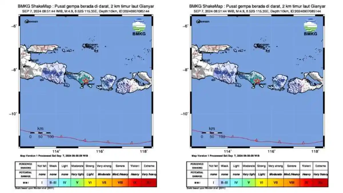 Gempa M 4.9 Guncang Gianyar, Bali Pagi Ini, BMKG: Dirasakan di Tabanan, Denpasar, dan Lombok Utara