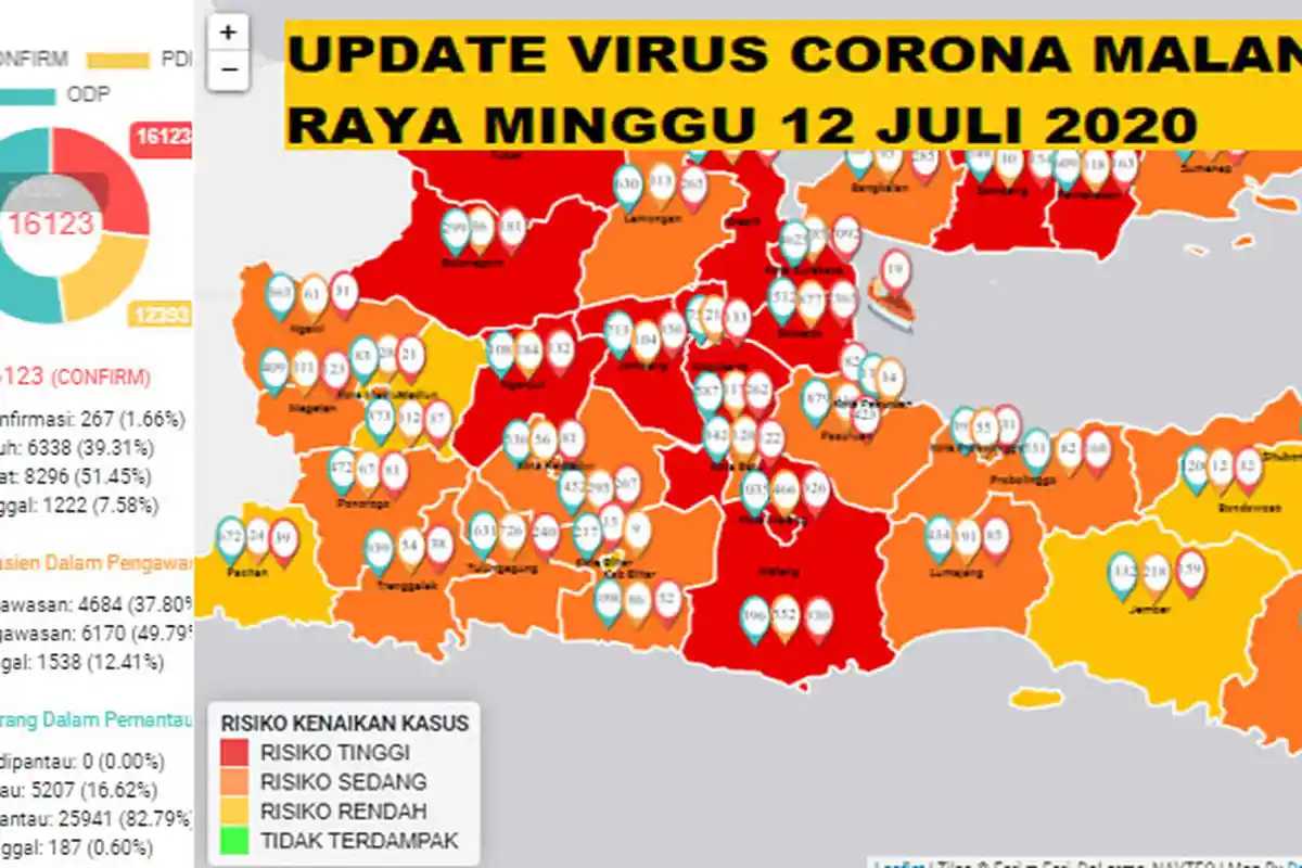Update Virus Corona Malang Raya & Jatim Minggu 12 Juli 2020: Ada 798 Pasien Covid-19, Sembuh 225