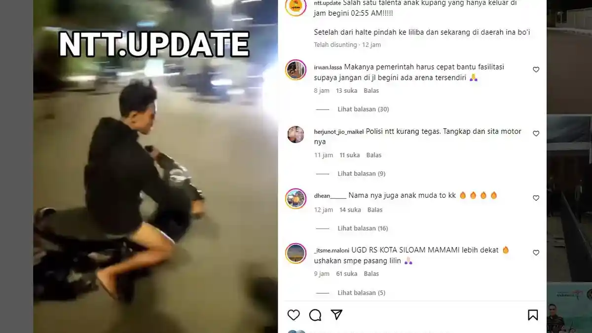 Viral Balap Liar di Ina Boi, Warganet Sentil Pemkot Kupang