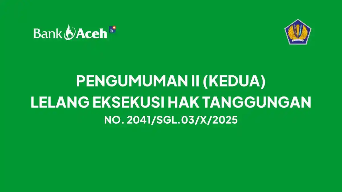 Lelang Hak Tanggungan Digelar Bank Aceh Cabang Sigli, Ini Daftar Objeknya