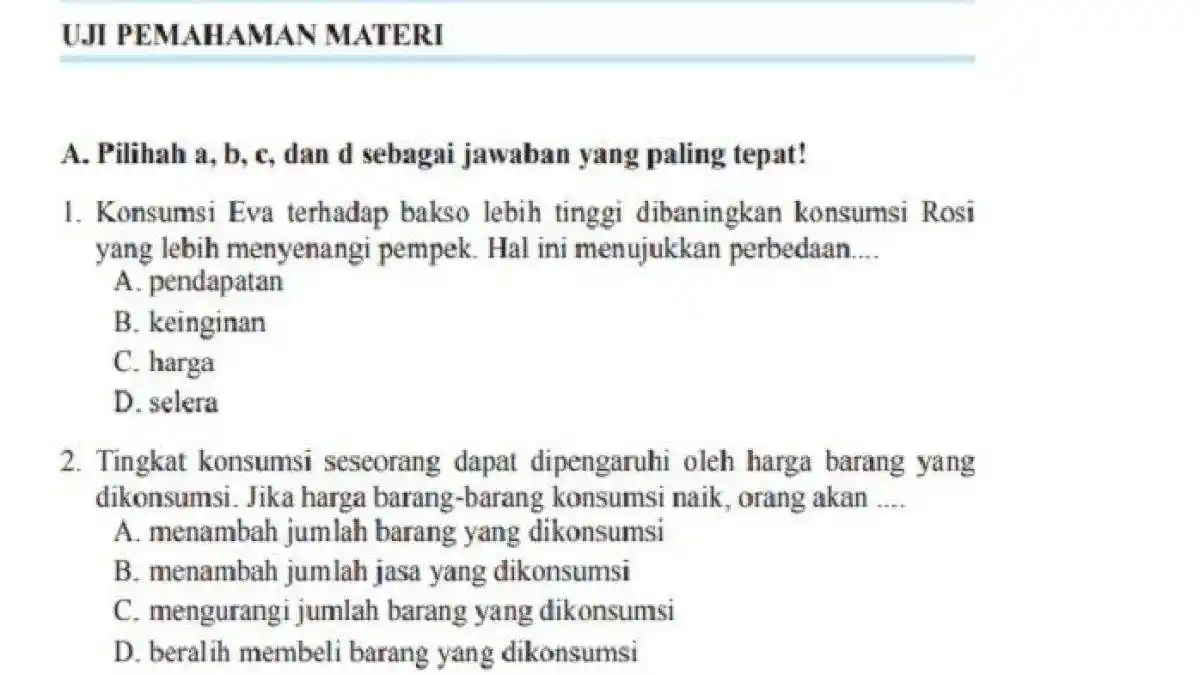 Kunci Jawaban Pelajaran IPS Kelas 7 SMP Halaman 188-190, Materi BAB 3 : Pilihan Ganda dan Essay