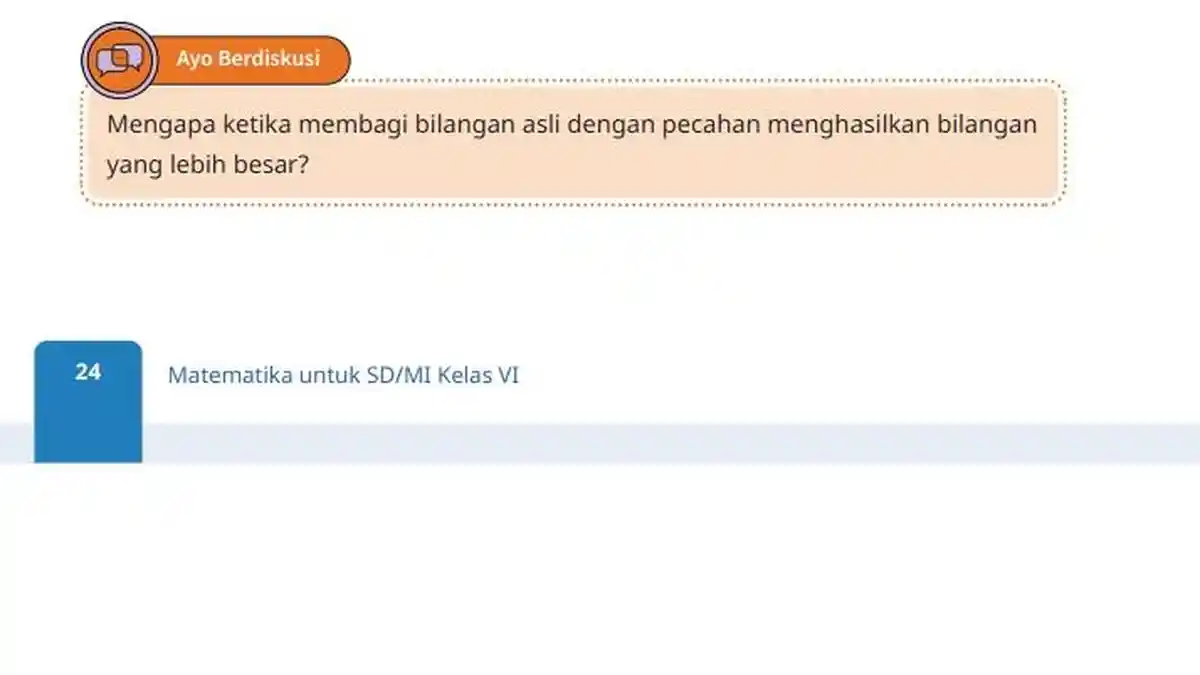 Kunci Jawaban Matematika Kelas 6 SD Kurikulum Merdeka Halaman 24, Ayo Berdiskusi: Membagi Pecahan