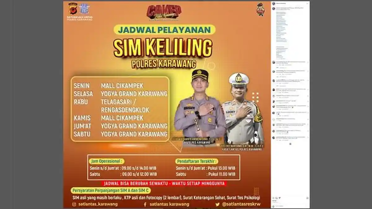 SIM Keliling Karawang, Selasa 19 Maret 2024, di Yogya Grand Karawang Hingga Pukul 15.00 WIB
