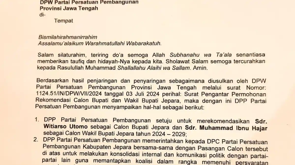 Akar Rumput PPP Jepara Tolak Rekomendasi DPP Usung Pasangan Wiwit-Hajar
