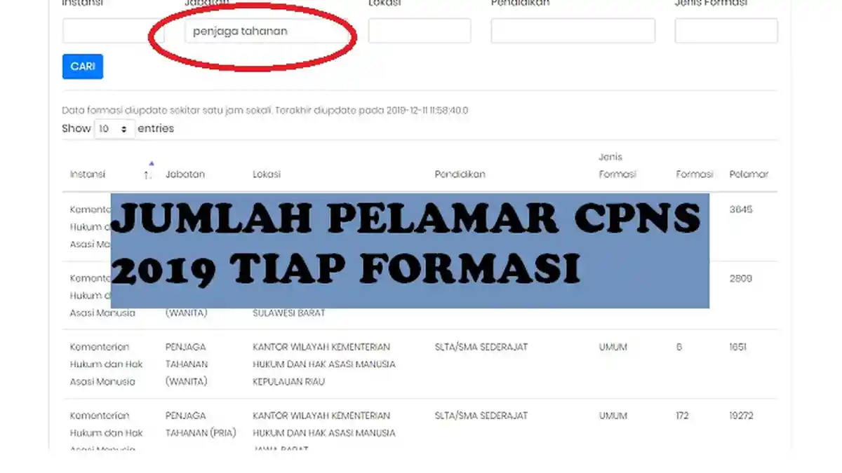 Cara Cek Jumlah Pelamar Tiap Formasi CPNS 2019 di sscndata.bkn.go.id/spf, Ikuti Langkah-langkahnya
