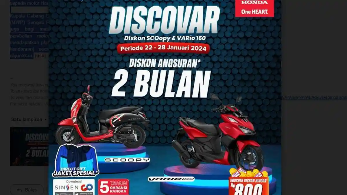 Jelang Akhir Januari 2024, Honda Sinsen Jambi Berbagi Program Discovar