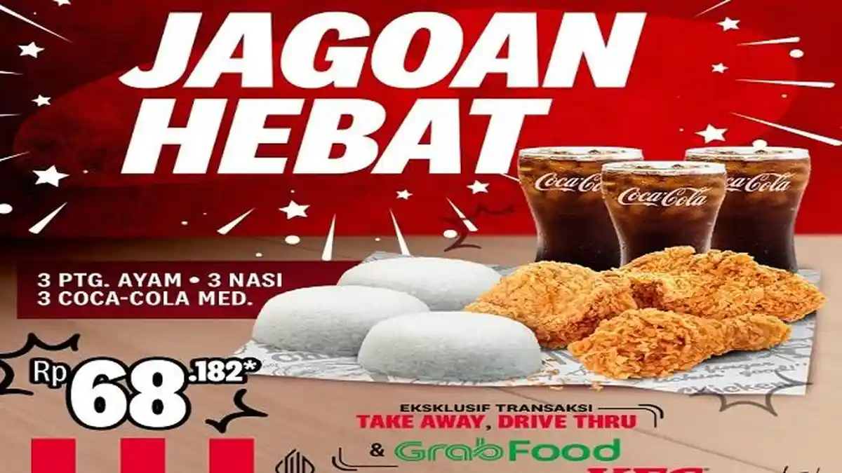 Promo KFC Hari Ini Kamis, Paket Jagoan Hebat 3 Potong Ayam KFC Renyah Cuma Rp 60 Ribuan