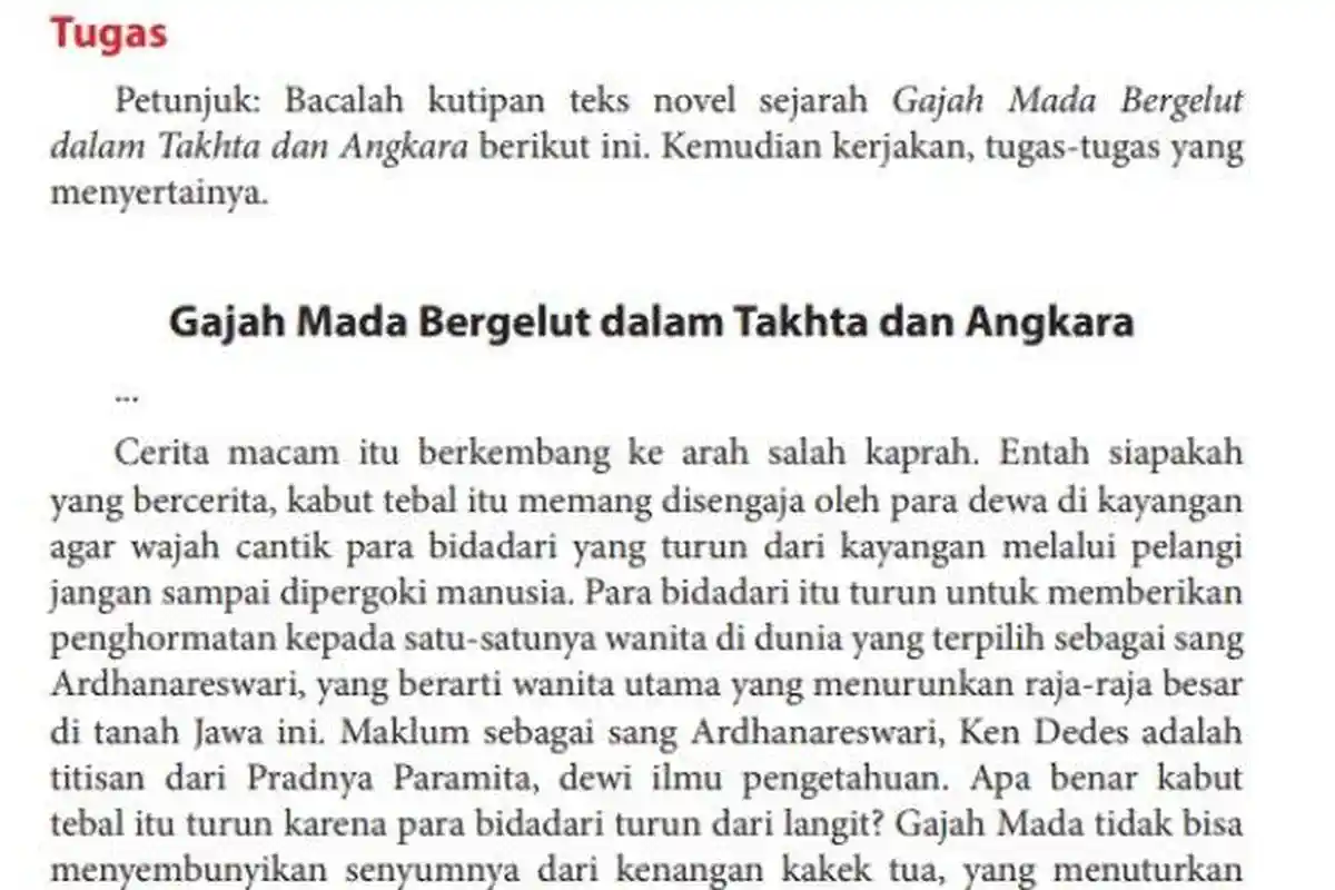 Kunci Jawaban Bahasa Indonesia Kelas 12 Hal 40: Novel Gajah Mada Bergelut dalam Takhta dan Angkara