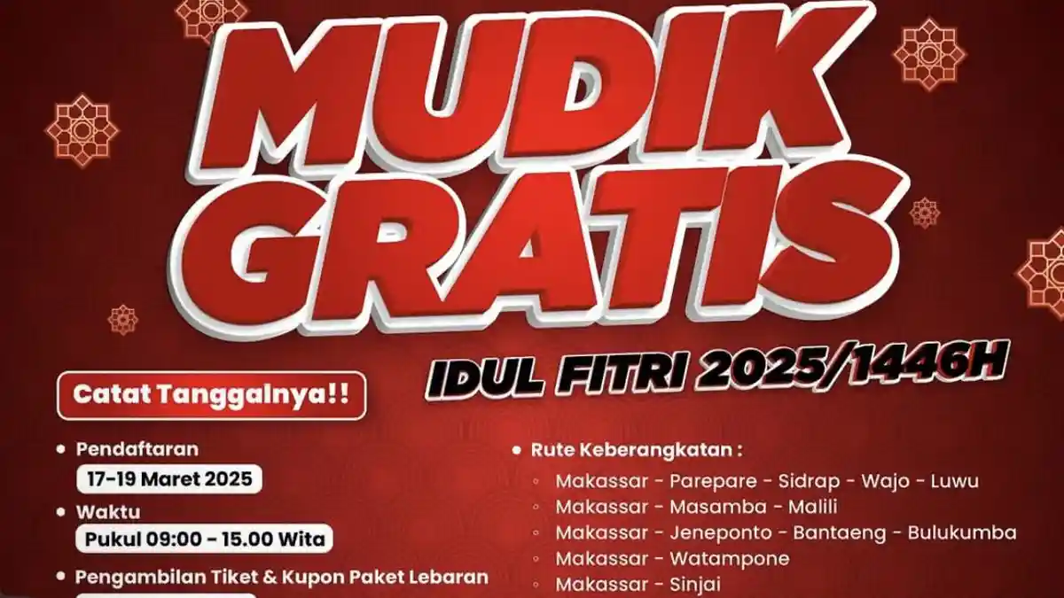 Pendaftaran Mudik Gratis Pemprov Sulsel Dibuka, Cek Rute  dan Kuota Pengantaran