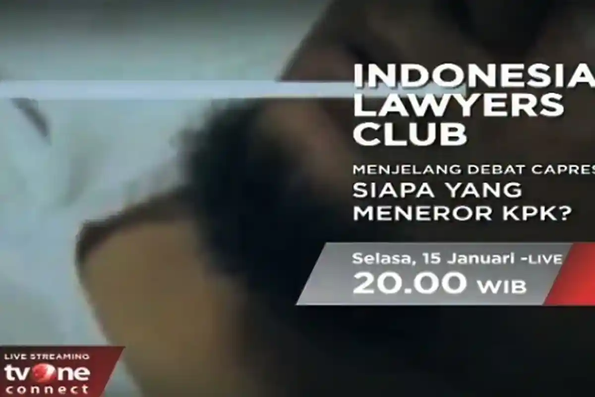 ILC TVOne Selasa 15 Januari: 'Siapa Meneror KPK' Link LIVE Stream TVOne Mulai Jam 20.00 WIB