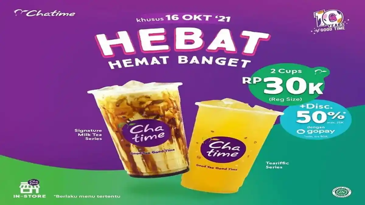 Promo Chatime Cuma Hari Ini, Beli Dua Minuman Rp30 Ribu Plus Diskon 50 Persen, Begini Caranya