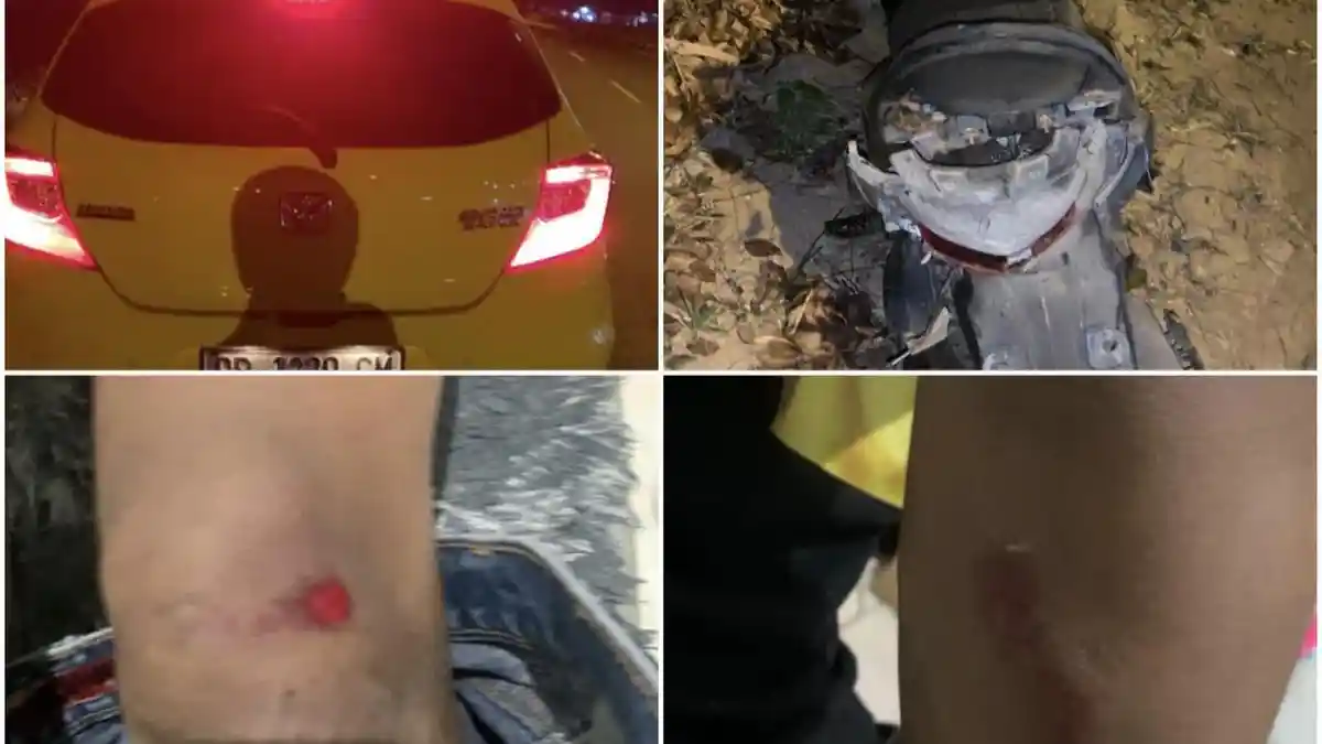 Kecelakaan di Batam Hari Ini, Mobil Brio Kuning Tabrak Pemotor, Korban Terpental ke Aspal