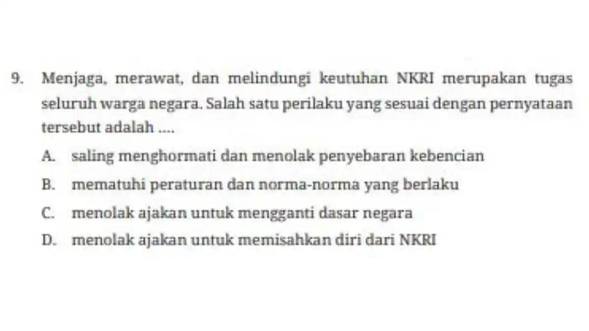 Kunci Jawaban Pendidikan Pancasila Kelas 8 Halaman 160 Nomor 9: Menjaga dan Melindungi Keutuhan NKRI