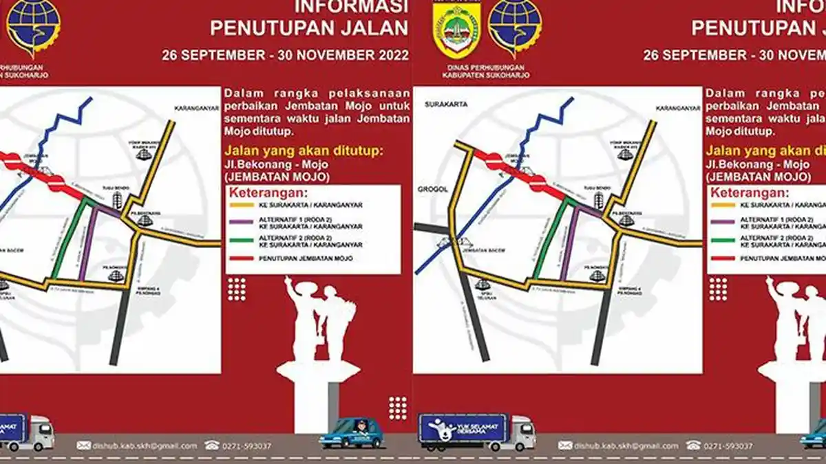 Jembatan Mojo Mulai Ditutup 26 September, Dishub Sukoharjo Beberkan Rute Alternatif bagi Warga