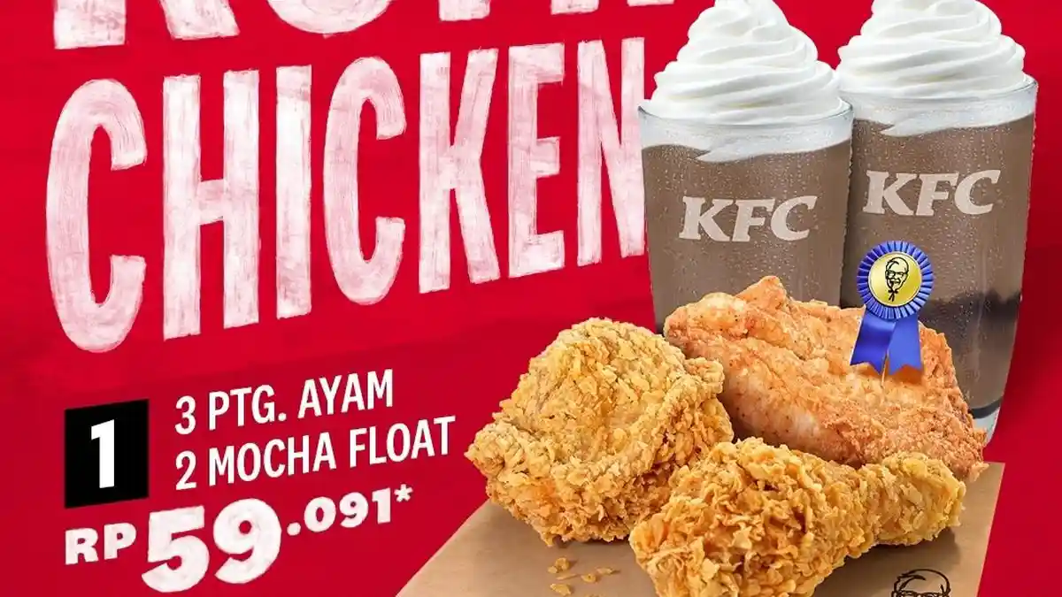 Promo KFC Hari Ini 19-23 September 2022, Paket Komplit Chicken Murah: 3 Ayam 2 Mocha Float Rp59.091