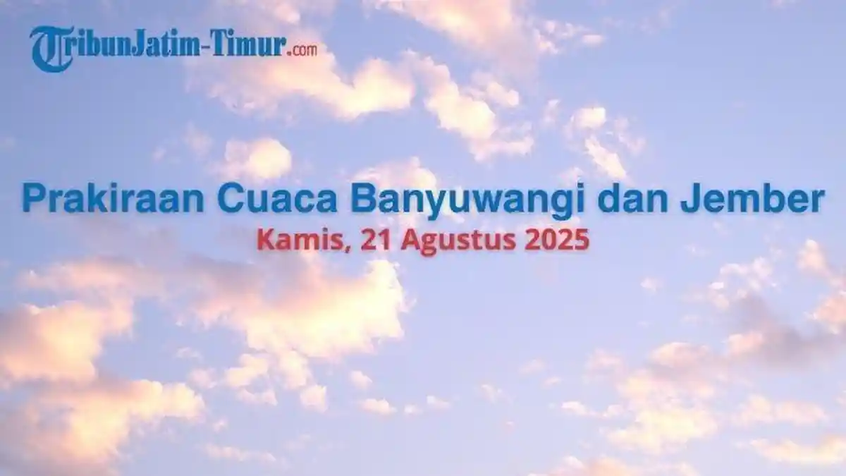 Prakiraan Cuaca Banyuwangi dan Jember Kamis 21 Agustus 2025, Dominan Cerah dan Cerah Berawan