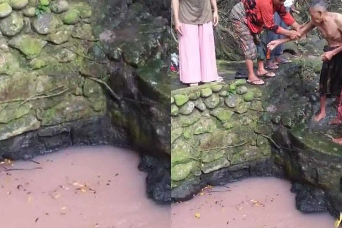 Warga di Lombok Rebutan Air Kolam Berubah Pink, Dipercaya Punya Khasiat Khusus: Kayak Warna Tuak