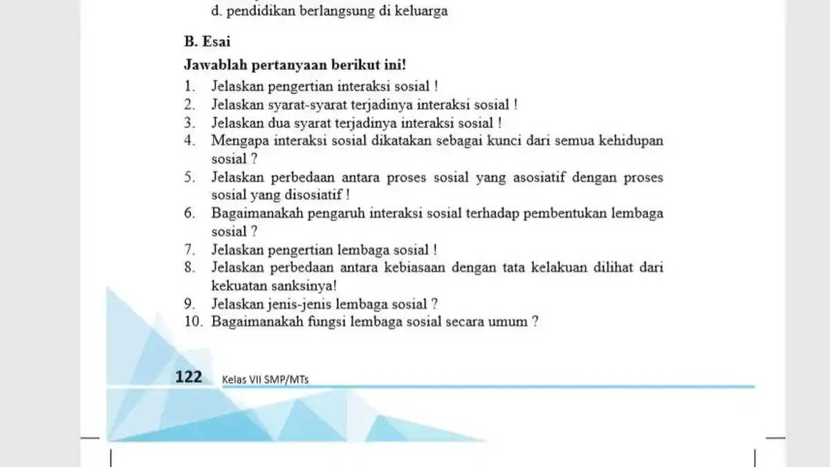 Kunci Jawaban IPS Kelas 7 Halaman 122: Soal Essai Rangkuman Bab II