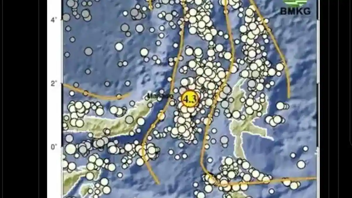 Info BMKG: Gempa Magnitudo 4,3 Guncang Timur Laut Bitung, Sulawesi Utara, Minggu 3 Mei 2026